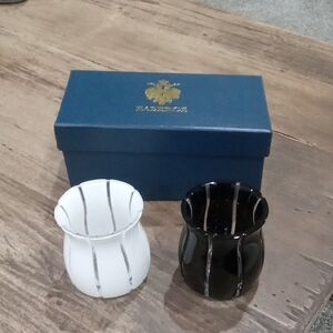 Faberge Alexandra Votives Candel Holders Set Of 2 Black and White